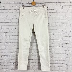 Bevy Flog Shely Original Drawstring Pants Womens 30 Ivory Herringbone Metallic